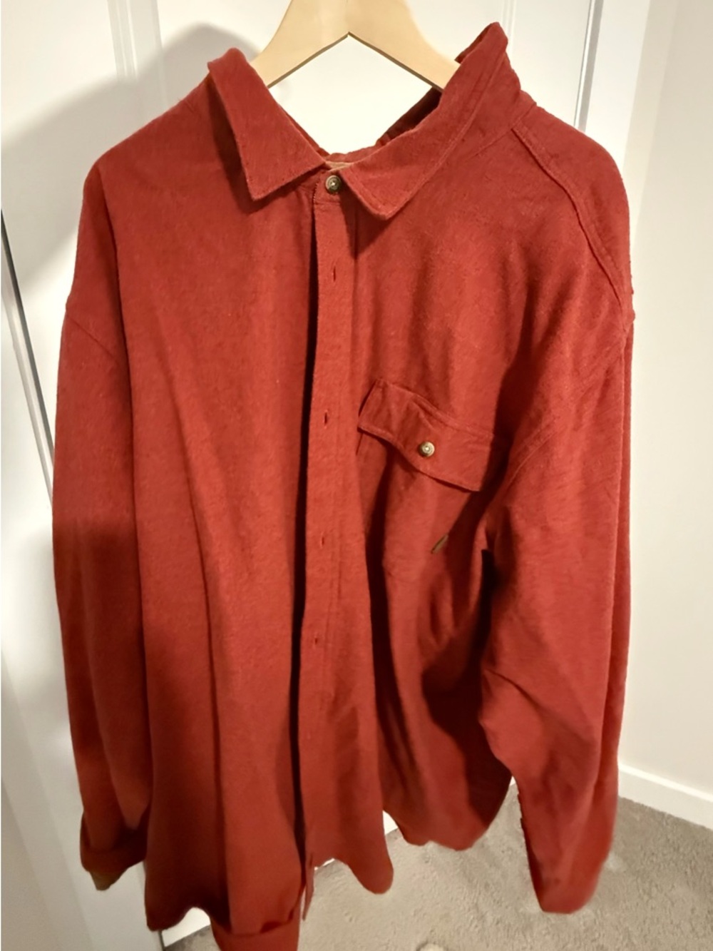 Rust Red Button-Up Shirt Jacket